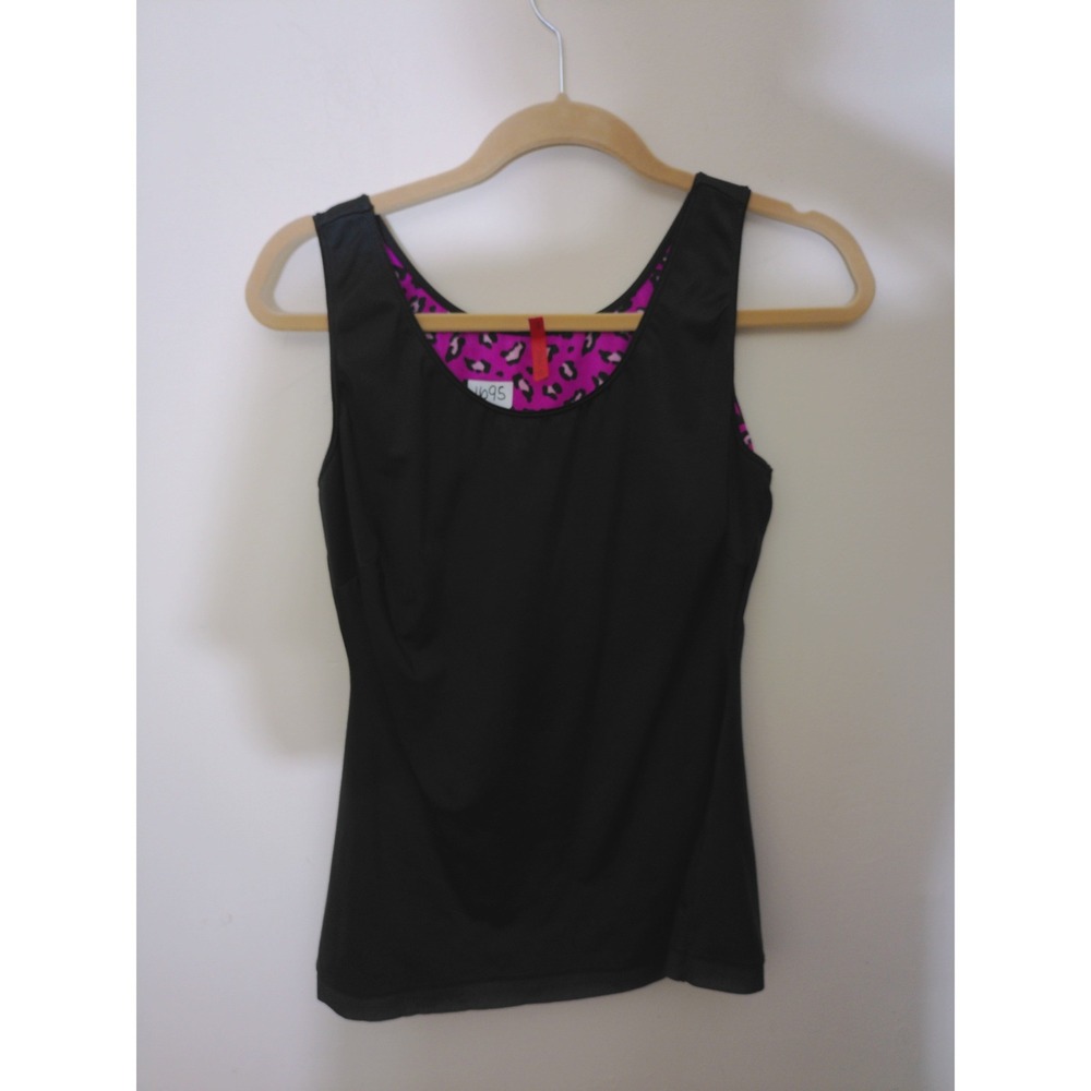 Spanx Shapewear Tank Women 1X Black Reversible Leopard Compression Camisole Slim